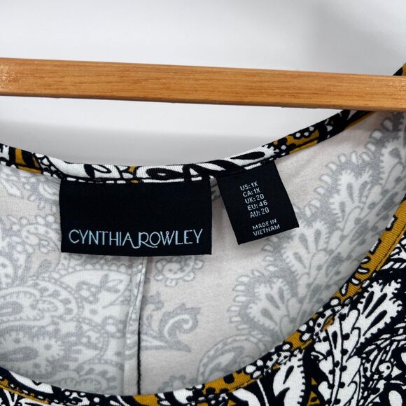Cynthia Rowley Sleeveless Paisley Floral Print Asymmetrical Aline Dress Size 1X - Picture 6 of 8
